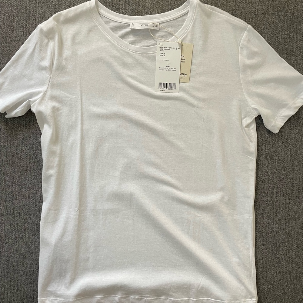 Mango White Plain Tee